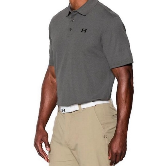 Under Armour Men’s Gray Loose Fit Heat Gear Polo, Large - Picture 2 of 8